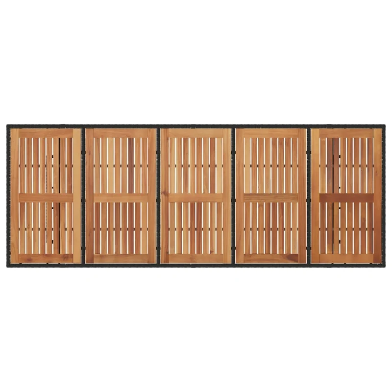 Garden Table with Acacia Wood Top Black 240x90x75cm Poly Rattan