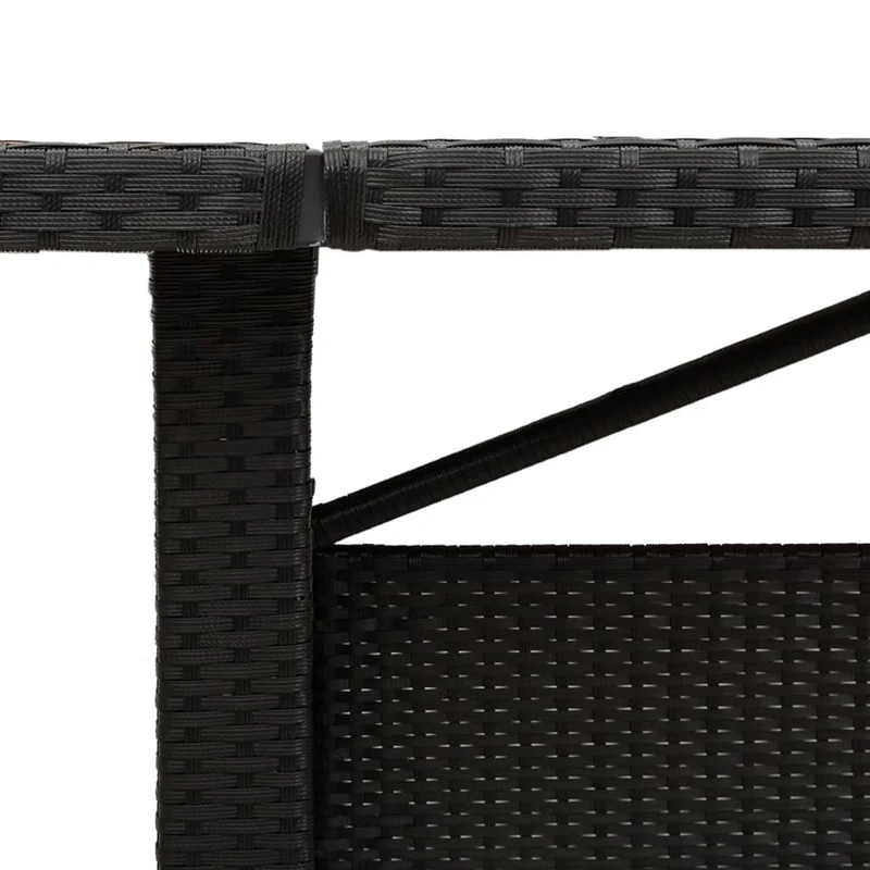 Garden Table with Acacia Wood Top Black 240x90x75cm Poly Rattan