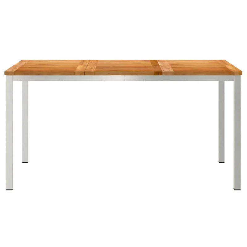 Dining Table 150x90x75 cm Solid Teak Wood and Stainless Steel