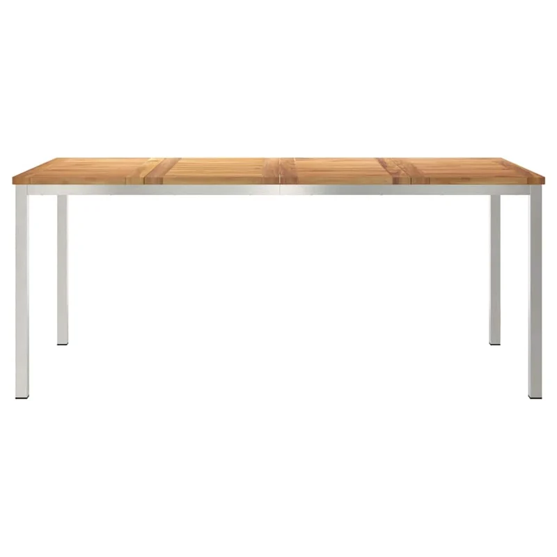 Dining Table 180x90x75 cm Solid Teak Wood and Stainless Steel