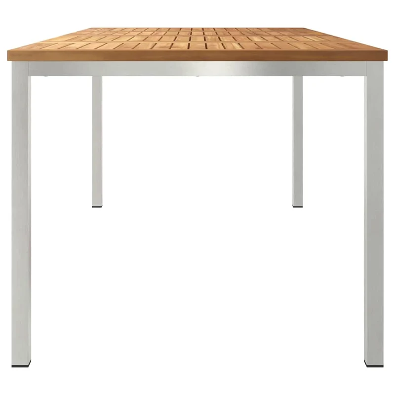 Dining Table 180x90x75 cm Solid Teak Wood and Stainless Steel