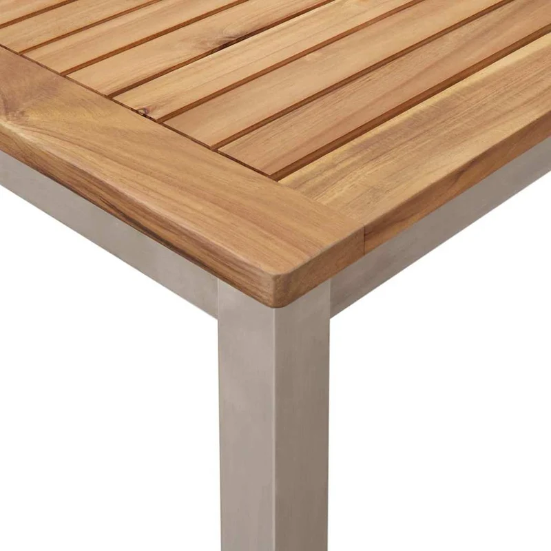 Dining Table 180x90x75 cm Solid Teak Wood and Stainless Steel