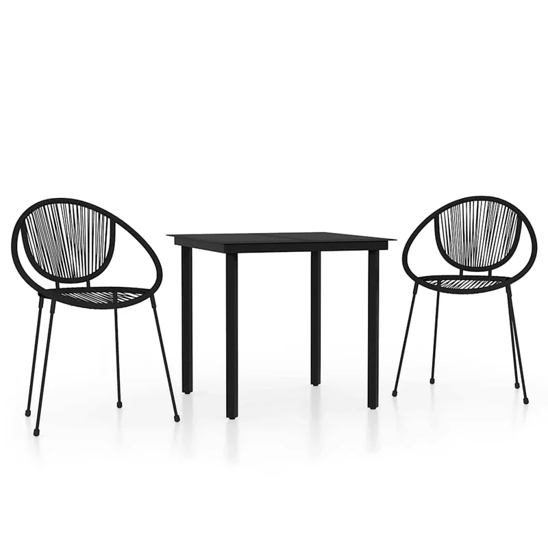 3 Piece Garden Dining Set Black