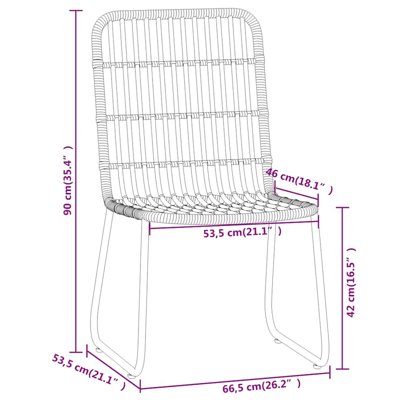 3 Piece Garden Dining Set Black