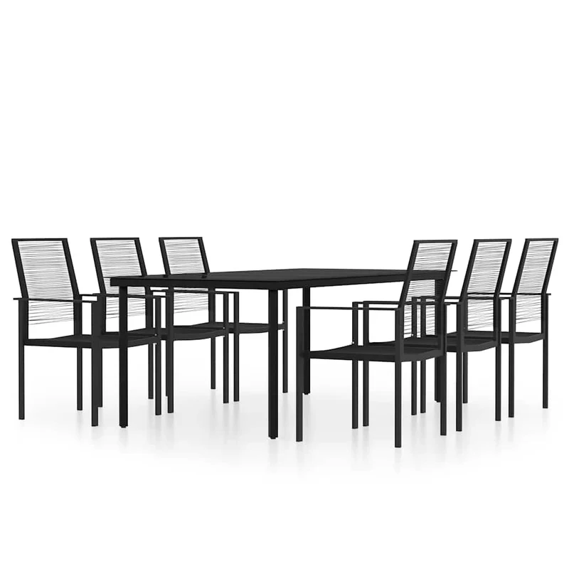 7 Piece Garden Dining Set Black