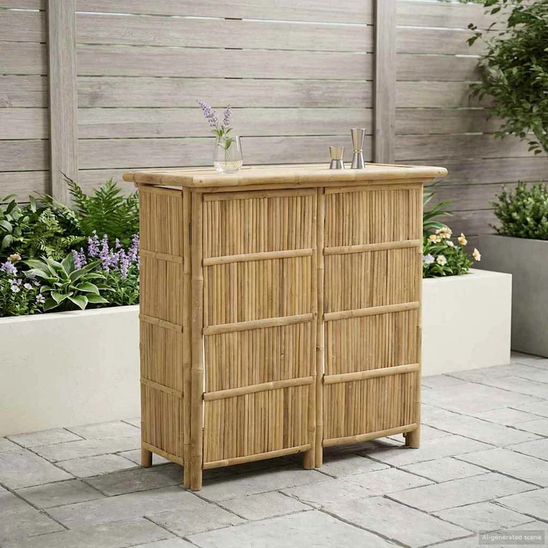 Outdoor Bar Table Natural 115 x 55 x 105 cm Bamboo
