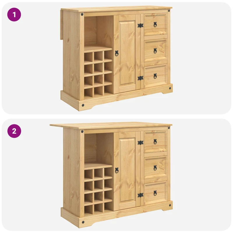 Kitchen Storage Honey Wax 112 x 70 x 91.5 cm Solid-Pine