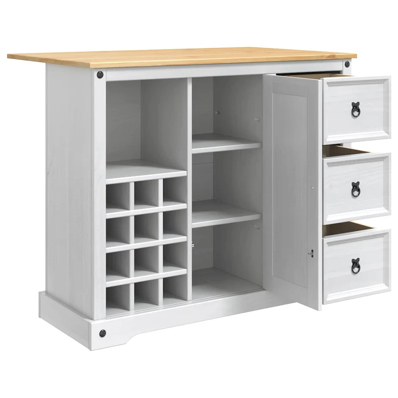 Kitchen Storage White and Honey Wax 112 x 70 x 91.5 cm