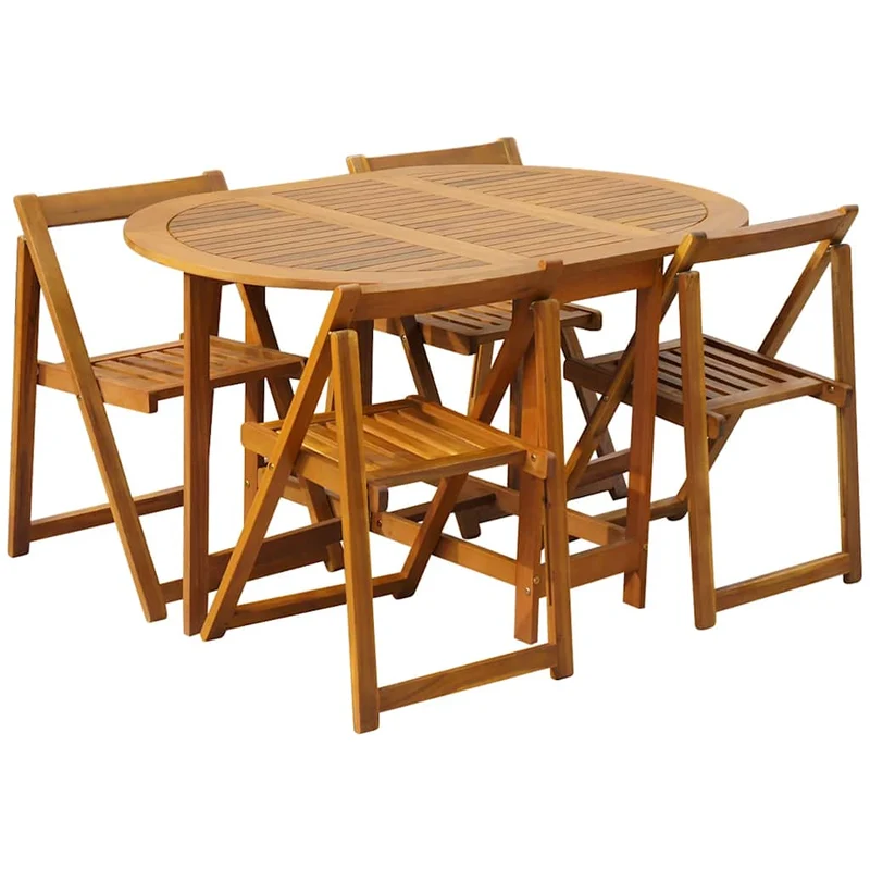 45594 vidaXL 5 Piece Folding Outdoor Dining Set Solid Acacia Wood