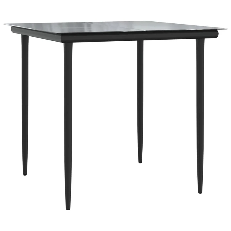 5 Piece Garden Dining Set Black Textilene and Steel