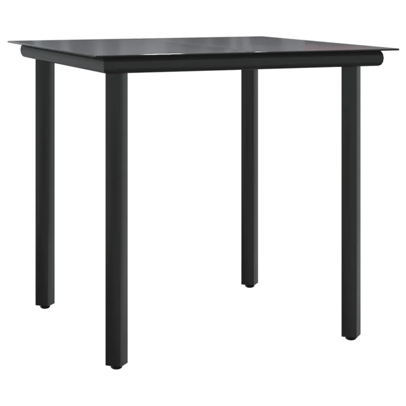 5 Piece Garden Dining Set Black Textilene and Steel