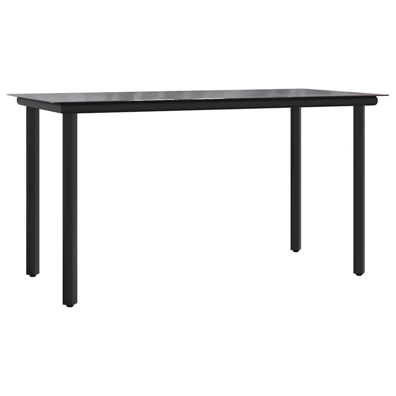 5 Piece Garden Dining Set Black Textilene and Steel