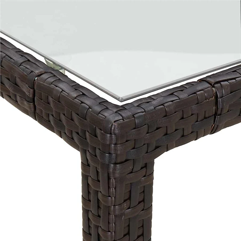 5 Piece Garden Dining Set with Cushions Brown Poly Rattan