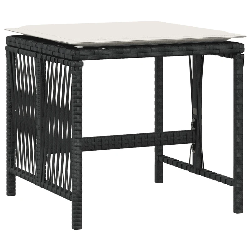 11 Piece Garden Dining Set with Cushions Black Poly Rattan