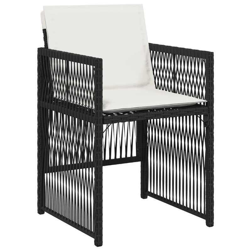 11 Piece Garden Dining Set with Cushions Black Poly Rattan
