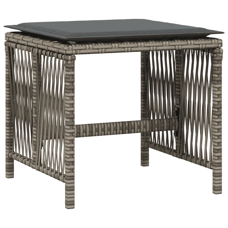 11 Piece Garden Dining Set with Cushions Grey Poly Rattan