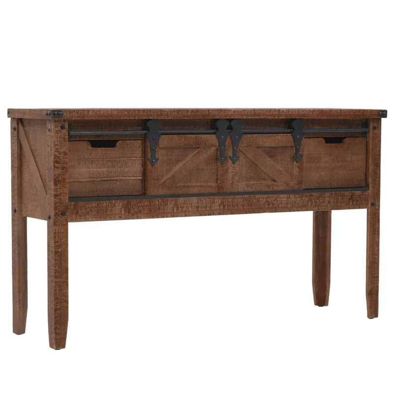 246121 vidaXL Console Table Solid Fir Wood 131x35,5x75 cm Brown