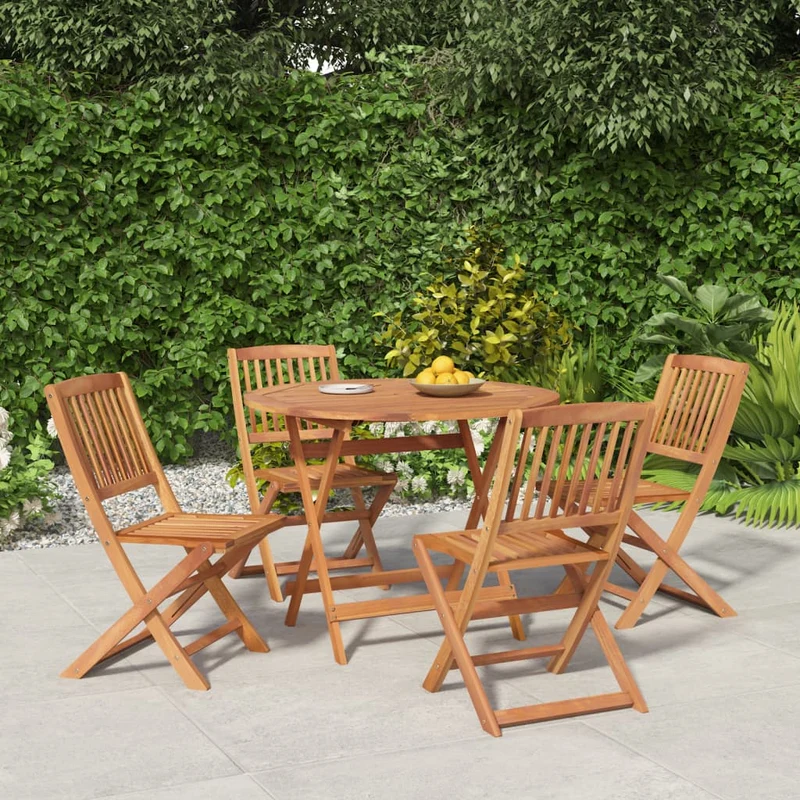 5 Piece Garden Dining Set Solid Wood Acacia