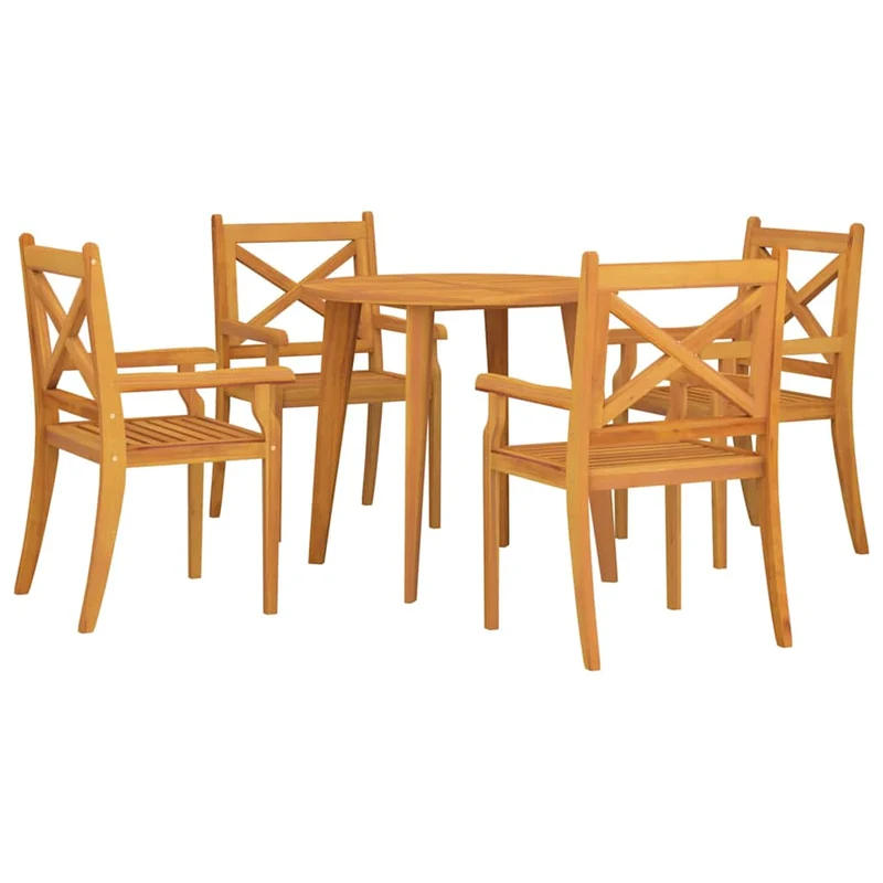 5 Piece Garden Dining Set Solid Wood Acacia