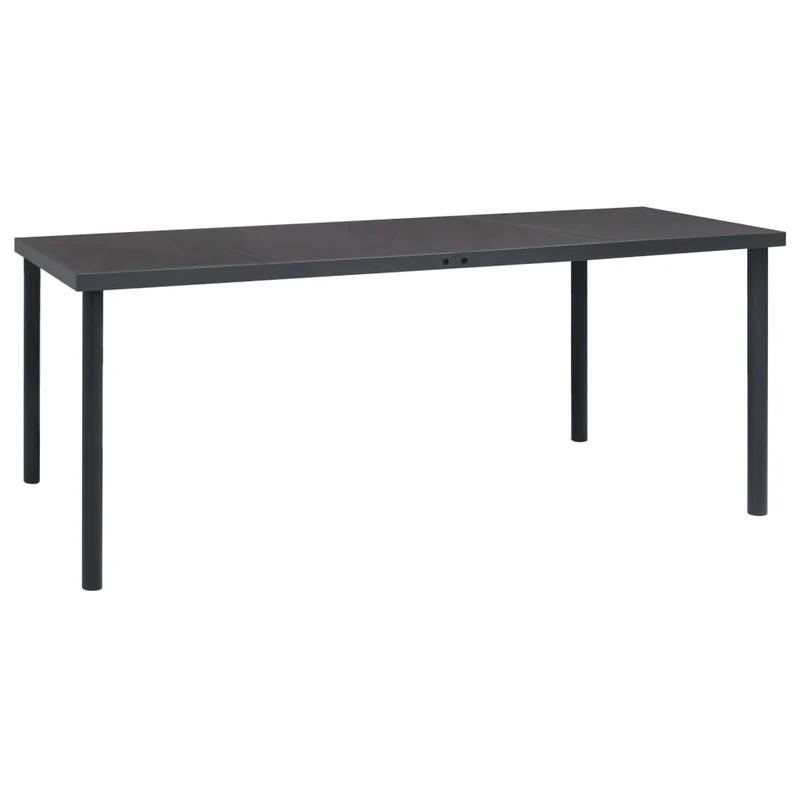 9 Piece Garden Dining Set Black Steel and Textilene