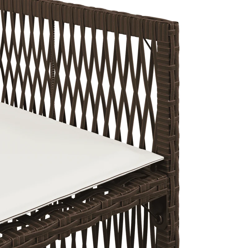 7 Piece Garden Dining Set with Cushions Brown Poly Rattan