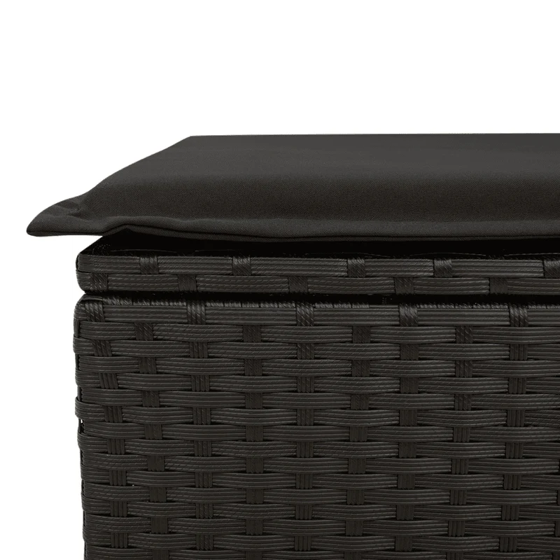 11 Piece Garden Dining Set with Cushions Black Poly Rattan