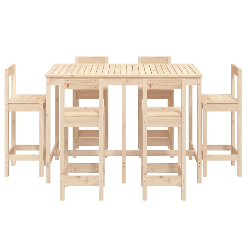 7 Piece Garden Bar Set Solid Wood Pine
