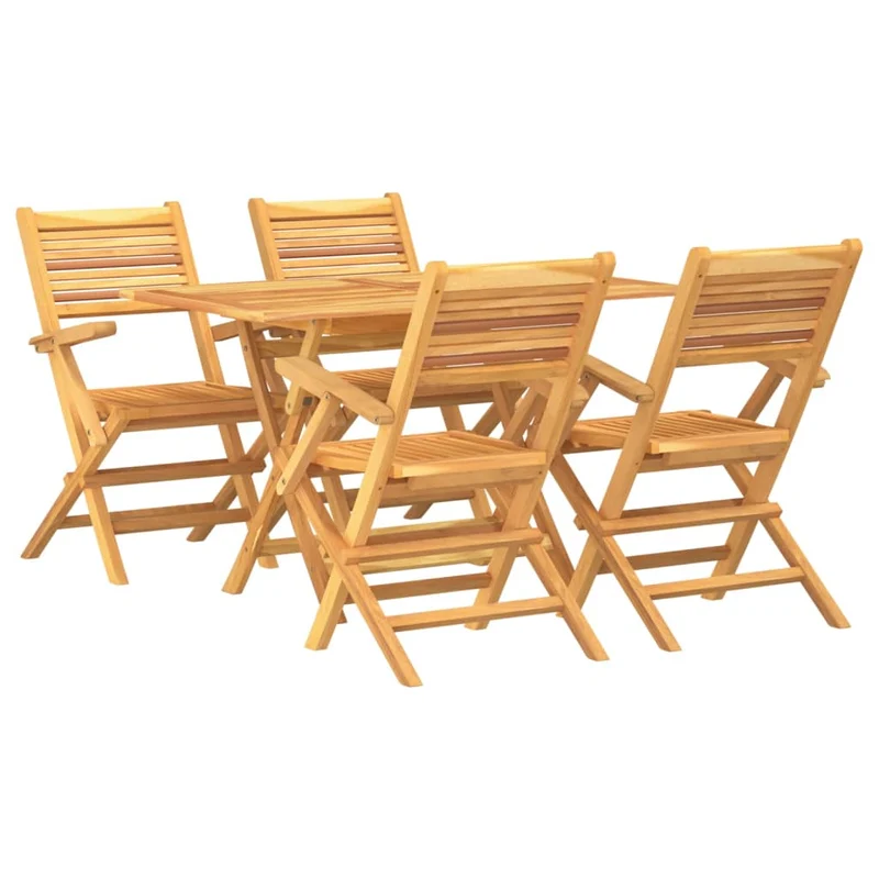 5 Piece Garden Dining Set Solid Wood Teak