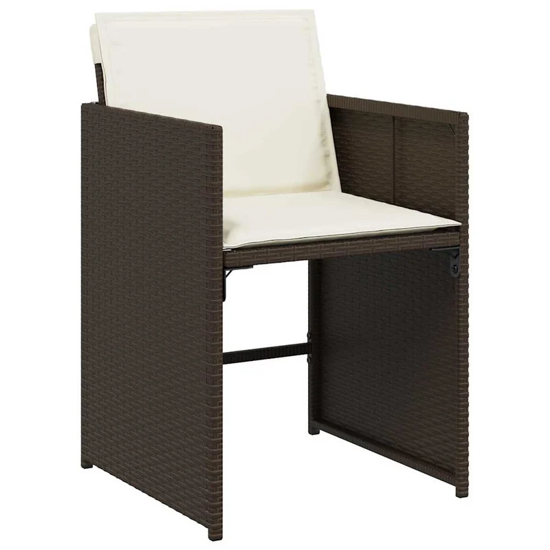 11 Piece Garden Dining Set with Cushions Brown Poly Rattan