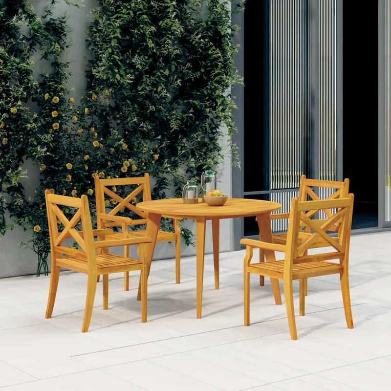 5 Piece Garden Dining Set Solid Wood Acacia