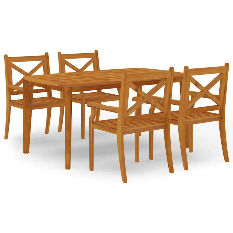 5 Piece Garden Dining Set Solid Wood Acacia