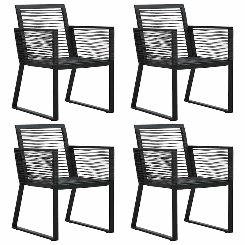 5 Piece Outdoor Dining Set PVC Rattan Black