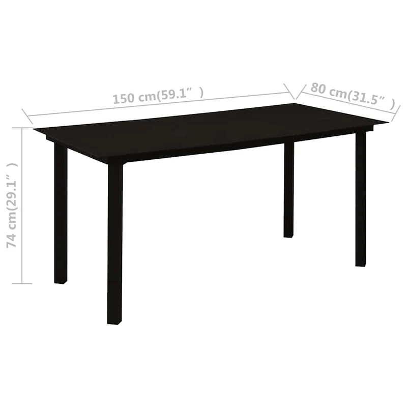 5 Piece Outdoor Dining Set PVC Rattan Black