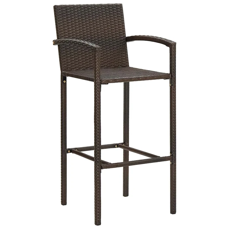 5 Piece Garden Bar Set Brown Solid Wood Acacia and Poly Rattan