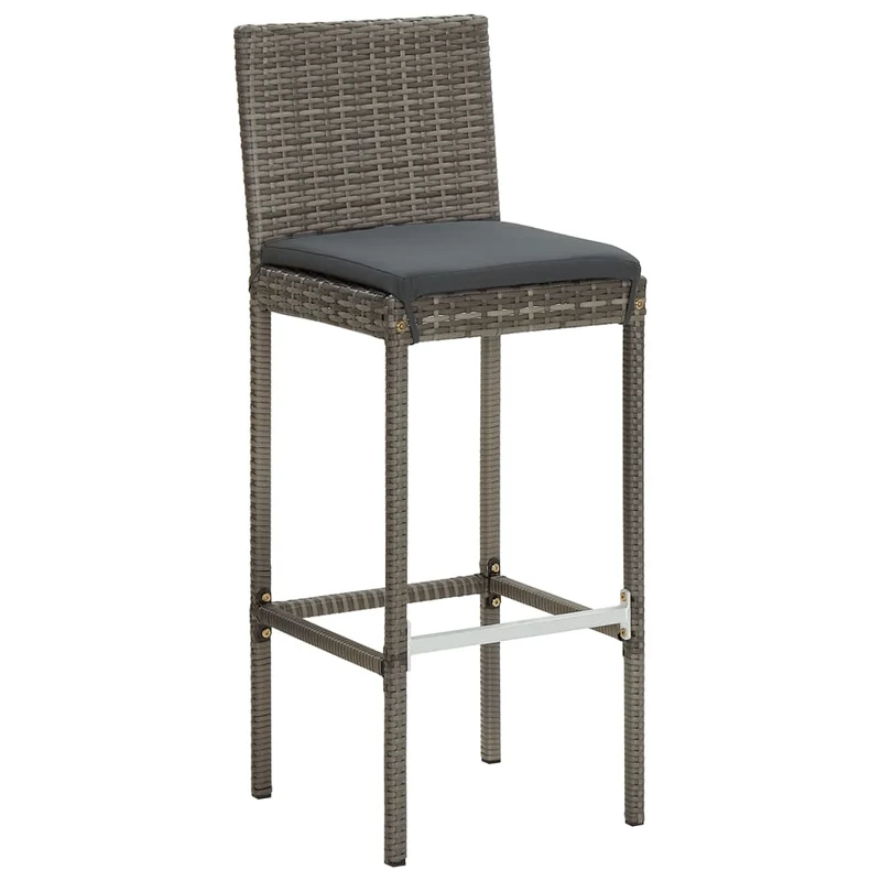 5 Piece Garden Bar Set Grey Solid Wood Acacia and Poly Rattan