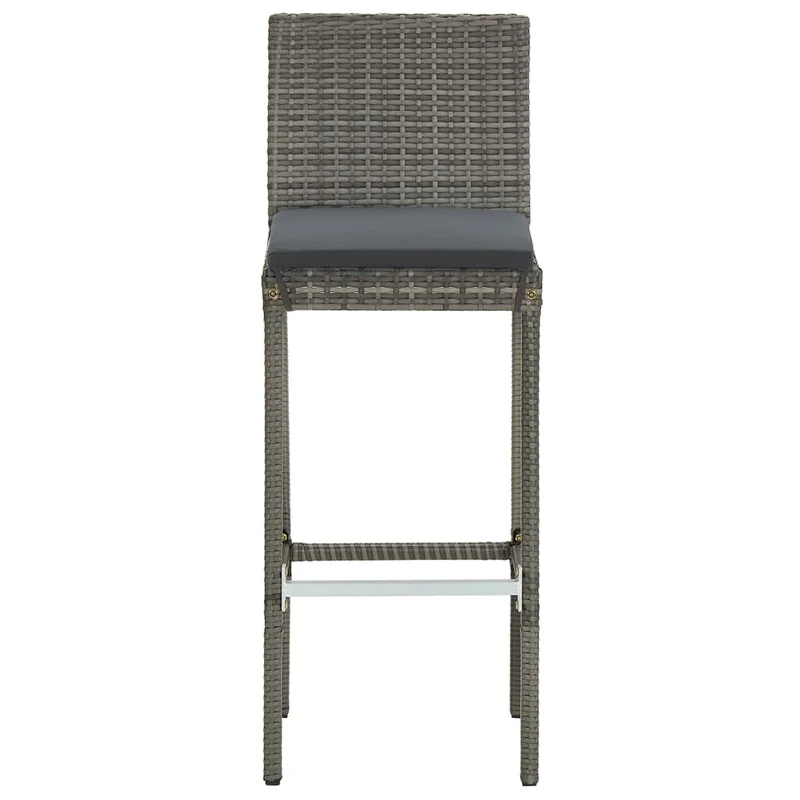 5 Piece Garden Bar Set Grey Solid Wood Acacia and Poly Rattan