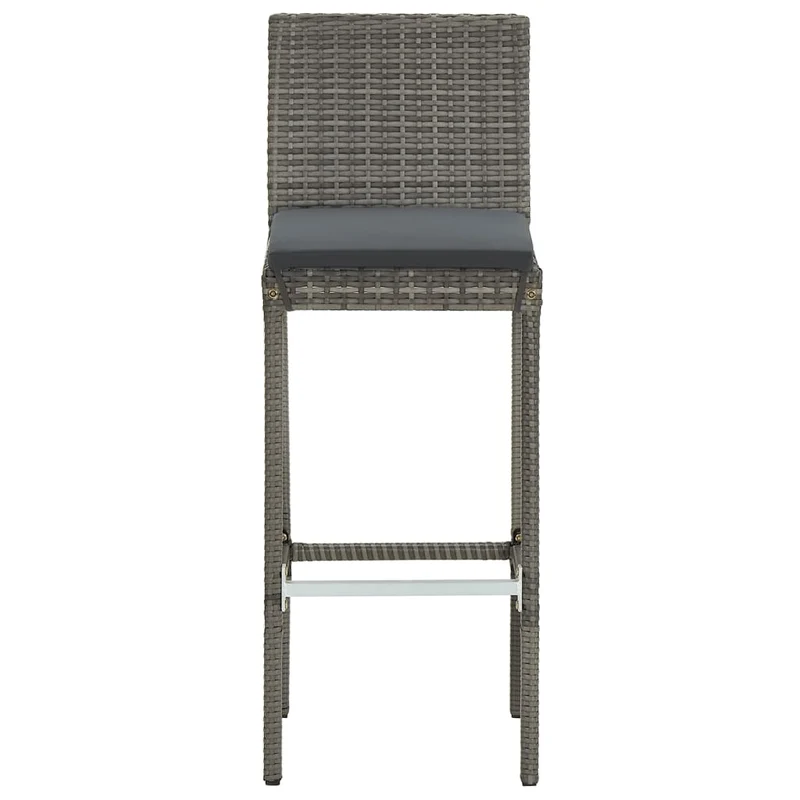 5 Piece Garden Bar Set Grey Solid Wood Acacia and Poly Rattan