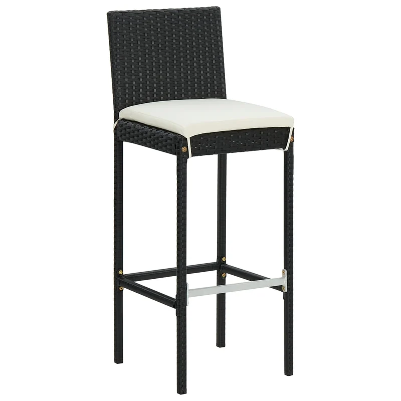 5 Piece Garden Bar Set with Cushions Black Poly Rattan