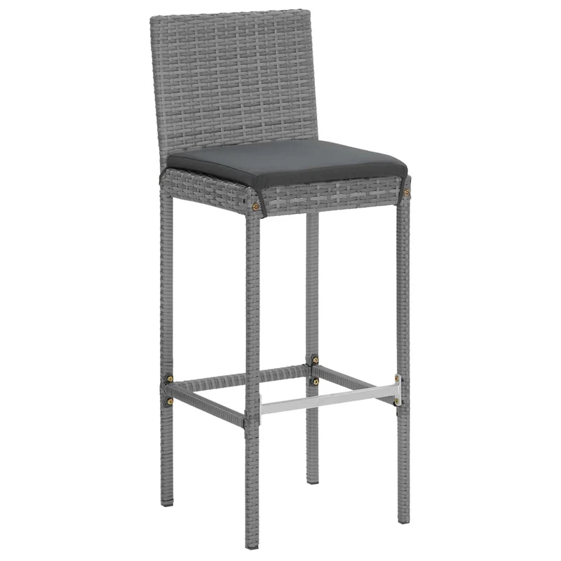 5 Piece Garden Bar Set with Cushions Grey Poly Rattan