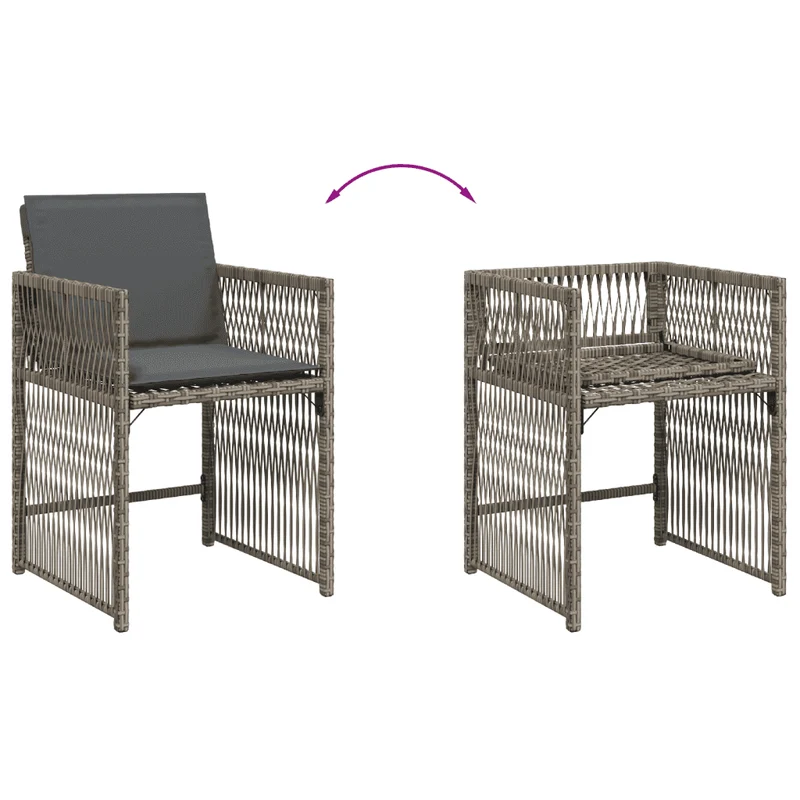 9 Piece Garden Dining Set with Cushions Grey Poly Rattan