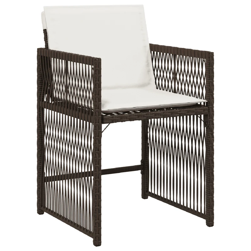 9 Piece Garden Dining Set with Cushions Brown Poly Rattan