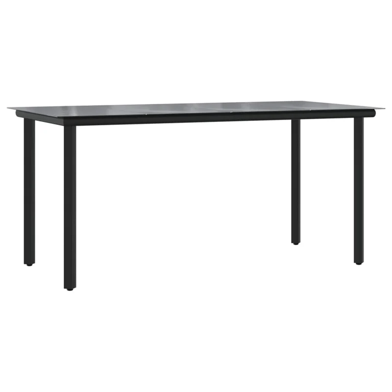 7 Piece Garden Dining Set Black Cotton Rope and Steel
