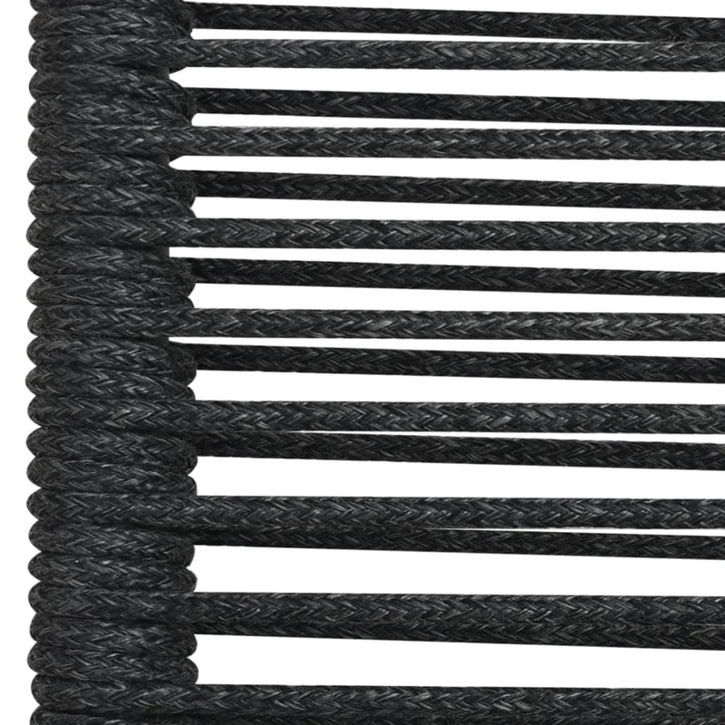 7 Piece Garden Dining Set Black Cotton Rope and Steel