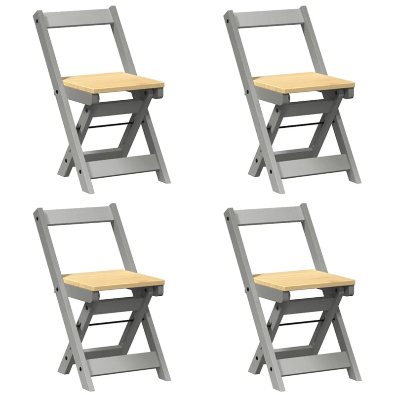 5 Piece Butterfly Dining Set "Corona" Foldable Grey Pinewood