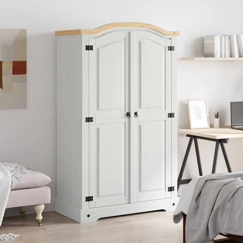 282620 vidaXL Wardrobe Mexican Pine Corona Range 2 Doors White