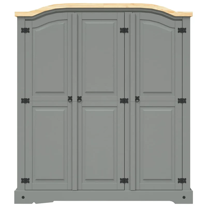 282621 vidaXL Wardrobe Mexican Pine Corona Range 3 Doors Grey