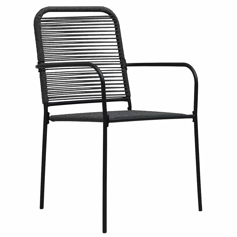 7 Piece Garden Dining Set Black Glass and Steel