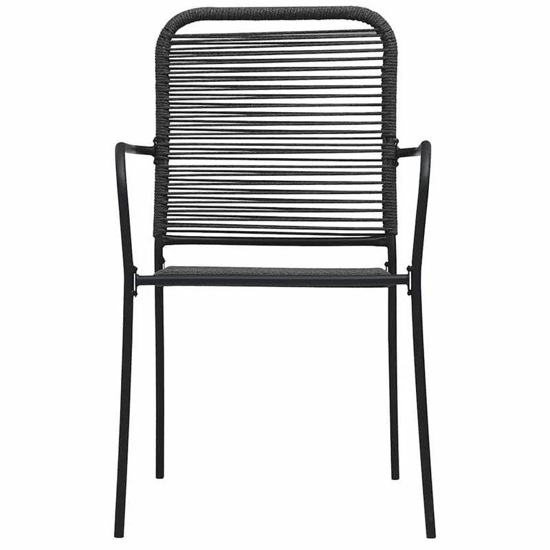 7 Piece Garden Dining Set Black Glass and Steel