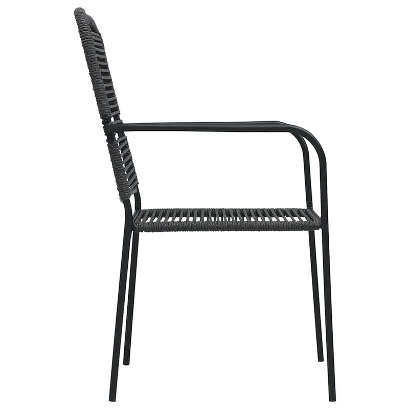 7 Piece Garden Dining Set Black Glass and Steel