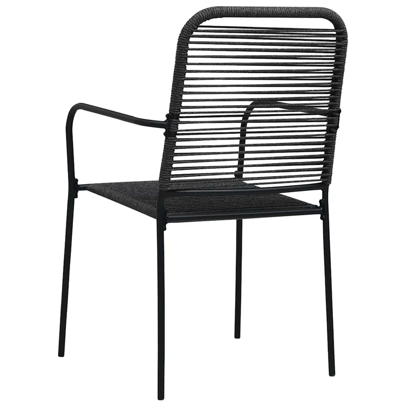 7 Piece Garden Dining Set Black Glass and Steel